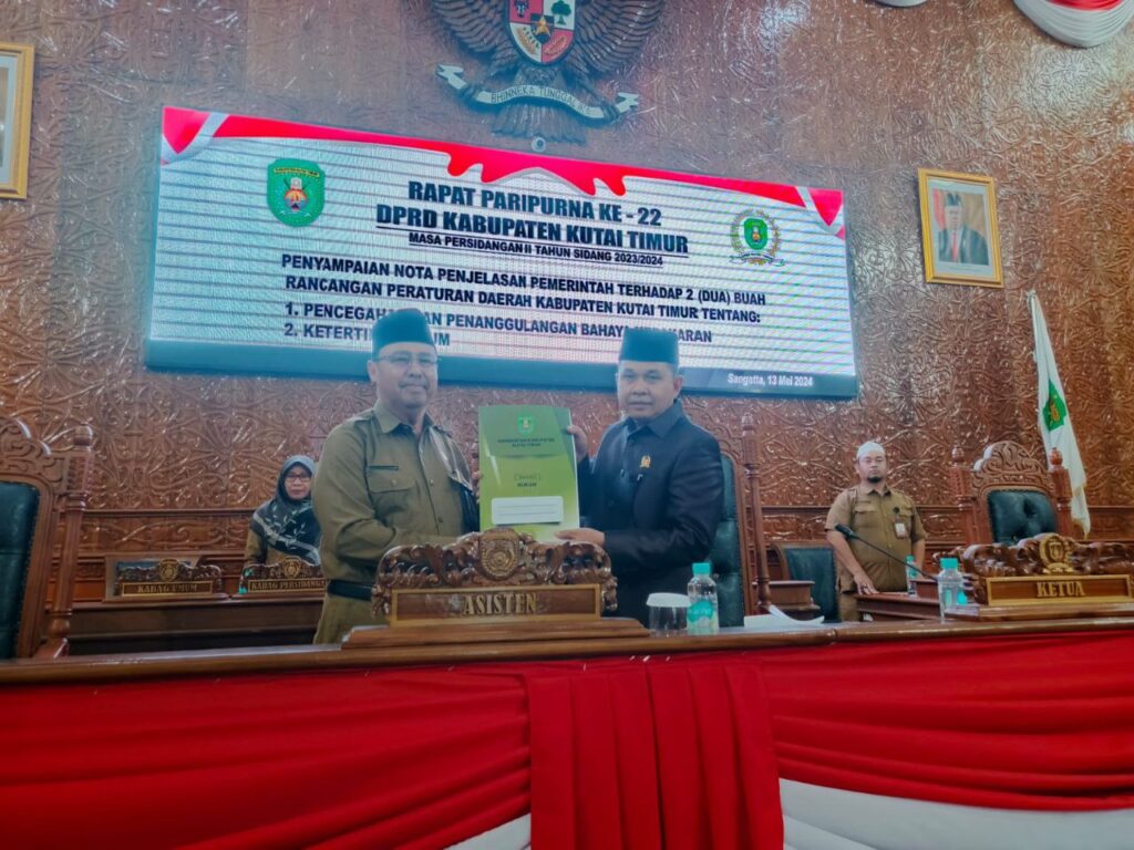 DPRD Kabupaten Kutai Timur (Kutim) menggelar Rapat Paripurna ke-21 Senin (13/5/2024, dipimpin oleh Ketua DPRD Joni.