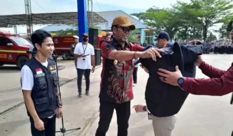 Apel Siaga Masa Tenang, Pemungutan, dan Perhitungan Suara, yang digelar di halaman kantor Pemadam Kebakaran (Damkar), Sabtu (23/11/2024).